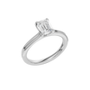 An angled view of the Emerald cut diamond engagement ring in 14k white gold with a plain band and solitaire setting