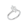 A three-quarter view of the Marquise cut diamond engagement ring in 14k white gold with a plain band and solitaire setting