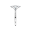 A side view of the Marquise cut diamond engagement ring in platinum with a plain band and solitaire setting