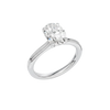 A three-quarter view of the Oval cut diamond engagement ring in 14k white gold with a plain band and solitaire setting
