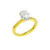 A three-quarter view of the Oval cut diamond engagement ring in 14k yellow gold with a plain band and solitaire setting