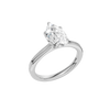 An angled view of the Pear cut diamond engagement ring in platinum with a plain band and solitaire setting