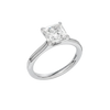 A three-quarter view of the Princess cut diamond engagement ring in platinum with a plain band and solitaire setting