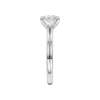 A side view of the Princess cut diamond engagement ring in platinum with a plain band and solitaire setting