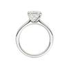 A profile view of the Princess cut diamond engagement ring in 14k white gold with a plain band and solitaire setting