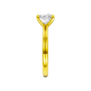 A side view of the Princess cut diamond engagement ring in 14k yellow gold with a plain band and solitaire setting
