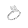 A three-quarter view of the Radiant cut diamond engagement ring in 14k white gold with a plain band and solitaire setting