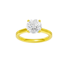 A front view of the Round cut diamond engagement ring in 14k yellow gold with a plain band and solitaire setting