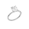 Angled view of the Elongated cushion cut diamond engagement ring in 14k white gold with a plain band and solitaire setting