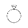 Profile view of the Elongated cushion cut diamond engagement ring in 14k white gold with a plain band and solitaire setting