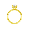 Profile view of the Elongated cushion cut diamond engagement ring in 14k yellow gold with a plain band and solitaire setting