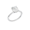 A three-quarter view of the white gold Provenance ring showing the hidden halo that brings a little secret shimmer beneath the center stone.