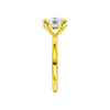 A side-on view of the yellow gold Provenance ring emphasizing its softly luminous take on minimalism and intentional, quietly luxe design.