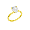 A three-quarter view of the yellow gold Provenance ring showing the hidden halo that brings a little secret shimmer beneath the center stone.