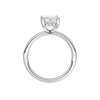 A profile view of the Emerald cut diamond engagement ring in 14k white gold with a plain band and solitaire setting