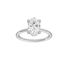 A front view of the Oval cut diamond engagement ring in platinum with a plain band and solitaire setting