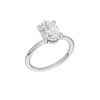 A three-quarter view of the Oval cut diamond engagement ring in platinum with a plain band and solitaire setting