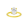 A front view of the Oval cut diamond engagement ring in 14k yellow gold with a plain band and solitaire setting