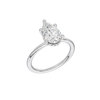A three-quarter view of the Pear cut diamond engagement ring in 14k white gold with a plain band and solitaire setting