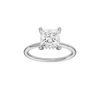 A front view of the Princess cut diamond engagement ring in platinum with a plain band and solitaire setting