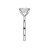 A side view of the Princess cut diamond engagement ring in 14k white gold with a plain band and solitaire setting