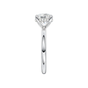 A side view of the Round cut diamond engagement ring in 14k white gold with a plain band and solitaire setting