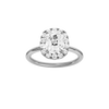 A front view of the elongated cushion cut diamond engagement ring in 14k white gold with a plain band and solitaire setting
