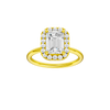 A front view of the Emerald cut diamond engagement ring in 14k yellow gold with a plain band and solitaire setting