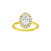 A front view of the Oval cut diamond engagement ring in 14k yellow gold with a plain band and solitaire setting