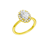 A three-quarter view of the Oval cut diamond engagement ring in 14k yellow gold with a plain band and solitaire setting