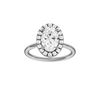 A front view of the Oval cut diamond engagement ring in platinum with a plain band and solitaire setting