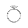 A profile view of the Oval cut diamond engagement ring in platinum with a plain band and solitaire setting
