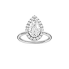 A front view of the Pear cut diamond engagement ring in platinum with a plain band and solitaire setting