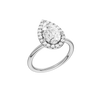 A three-quarter view of the Pear cut diamond engagement ring in platinum with a plain band and solitaire setting