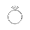 A profile view of the Pear cut diamond engagement ring in 14k white gold with a plain band and solitaire setting