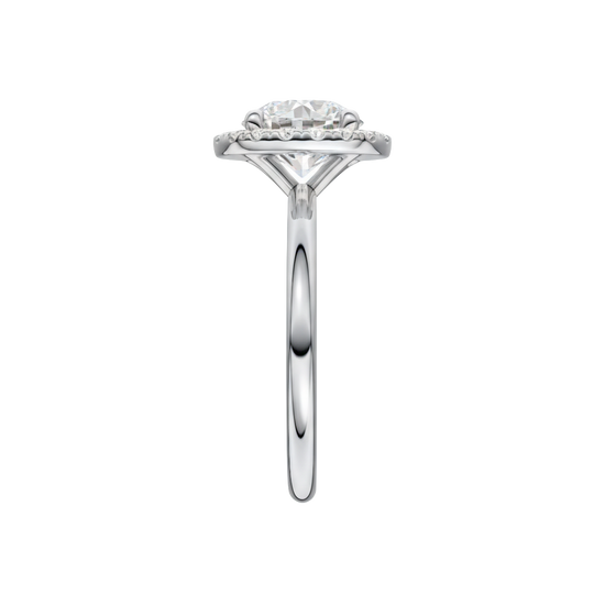 A side view of the Round cut diamond engagement ring in 14k white gold with a plain band and solitaire setting