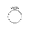 A profile view of the Marquise cut diamond engagement ring in platinum with a plain band and solitaire setting