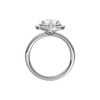 A profile view of the Pear cut diamond engagement ring in platinum with a plain band and solitaire setting