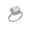A three-quarter view of the Princess cut diamond engagement ring in 14k white gold with a plain band and solitaire setting