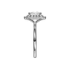 A side view of the Princess cut diamond engagement ring in platinum  with a plain band and solitaire setting