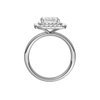 A profile view of the Princess cut diamond engagement ring in platinum  with a plain band and solitaire setting
