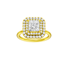 A front view of the Princess cut diamond engagement ring in 14k yellow gold with a plain band and solitaire setting