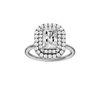 A front view of the Radiant cut diamond engagement ring in 14k white gold with a plain band and solitaire setting