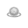 A front view of the Round cut diamond engagement ring in platinum with a plain band and solitaire setting