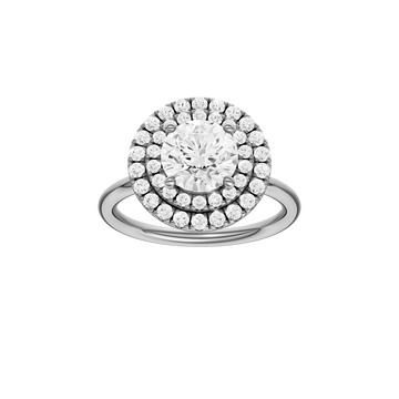 A front view of the Round cut diamond engagement ring in 14k white gold with a plain band and solitaire setting