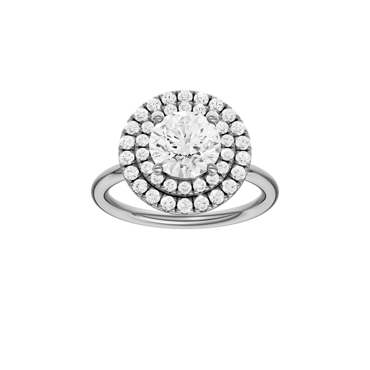 A front view of the Round cut diamond engagement ring in 14k white gold with a plain band and solitaire setting