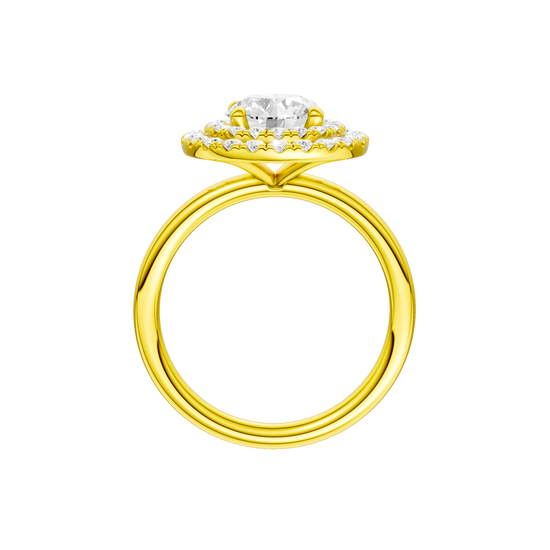 A three-quarter view of the Round cut diamond engagement ring in 14k yellow gold with a plain band and solitaire setting