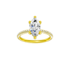 A front view of the Marquise cut diamond engagement ring in 14k white gold with a pavé diamond band and cathedral setting