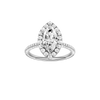A front view of the Marquise cut diamond engagement ring in 14k white gold with a pavé diamond band and solitaire setting