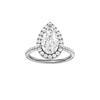 A front view of the Pear cut diamond engagement ring in platinum with a pavé diamond band and solitaire setting